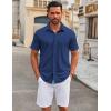 imageCOOFANDY Mens Casual Button Down Short Sleeve Shirts Untucked Wrinkle Free Shirt Stretch Dress ShirtsOcean Blue