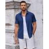 imageCOOFANDY Mens Casual Button Down Short Sleeve Shirts Untucked Wrinkle Free Shirt Stretch Dress ShirtsOcean Blue
