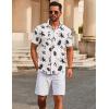 imageCOOFANDY Mens Casual Button Down Short Sleeve Shirts Untucked Wrinkle Free Shirt Stretch Dress ShirtsWhite  Leaf