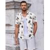 imageCOOFANDY Mens Casual Button Down Short Sleeve Shirts Untucked Wrinkle Free Shirt Stretch Dress ShirtsWhite  Leaf