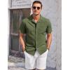 imageCOOFANDY Mens Casual Cotton Linen Shirt Short Sleeve Button Up Shirts Summer Beach TopArmy Green