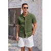 imageCOOFANDY Mens Casual Cotton Linen Shirt Short Sleeve Button Up Shirts Summer Beach TopArmy Green