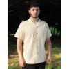 imageCOOFANDY Mens Casual Cotton Linen Shirt Short Sleeve Button Up Shirts Summer Beach TopBeige