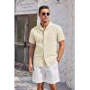imageCOOFANDY Mens Casual Cotton Linen Shirt Short Sleeve Button Up Shirts Summer Beach TopBeige
