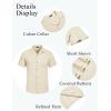 imageCOOFANDY Mens Casual Cotton Linen Shirt Short Sleeve Button Up Shirts Summer Beach TopBeige
