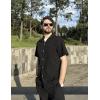 imageCOOFANDY Mens Casual Cotton Linen Shirt Short Sleeve Button Up Shirts Summer Beach TopBlack