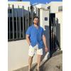imageCOOFANDY Mens Casual Cotton Linen Shirt Short Sleeve Button Up Shirts Summer Beach TopBlue