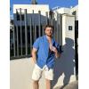 imageCOOFANDY Mens Casual Cotton Linen Shirt Short Sleeve Button Up Shirts Summer Beach TopBlue
