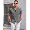 imageCOOFANDY Mens Casual Cotton Linen Shirt Short Sleeve Button Up Shirts Summer Beach TopDark Gray