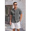 imageCOOFANDY Mens Casual Cotton Linen Shirt Short Sleeve Button Up Shirts Summer Beach TopDark Gray