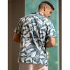 imageCOOFANDY Mens Casual Cotton Linen Shirt Short Sleeve Button Up Shirts Summer Beach TopGreen  Banana Leaf