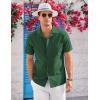 imageCOOFANDY Mens Casual Cotton Linen Shirt Short Sleeve Button Up Shirts Summer Beach TopGreen