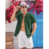 imageCOOFANDY Mens Casual Cotton Linen Shirt Short Sleeve Button Up Shirts Summer Beach TopGreen