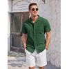 imageCOOFANDY Mens Casual Cotton Linen Shirt Short Sleeve Button Up Shirts Summer Beach TopGreen