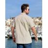 imageCOOFANDY Mens Casual Cotton Linen Shirt Short Sleeve Button Up Shirts Summer Beach TopKhaki
