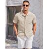 imageCOOFANDY Mens Casual Cotton Linen Shirt Short Sleeve Button Up Shirts Summer Beach TopKhaki