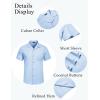imageCOOFANDY Mens Casual Cotton Linen Shirt Short Sleeve Button Up Shirts Summer Beach TopLight Blue