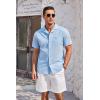 imageCOOFANDY Mens Casual Cotton Linen Shirt Short Sleeve Button Up Shirts Summer Beach TopLight Blue