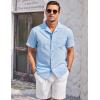 imageCOOFANDY Mens Casual Cotton Linen Shirt Short Sleeve Button Up Shirts Summer Beach TopLight Blue