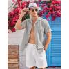 imageCOOFANDY Mens Casual Cotton Linen Shirt Short Sleeve Button Up Shirts Summer Beach TopLight Gray
