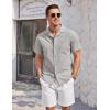 imageCOOFANDY Mens Casual Cotton Linen Shirt Short Sleeve Button Up Shirts Summer Beach TopLight Gray