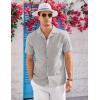 imageCOOFANDY Mens Casual Cotton Linen Shirt Short Sleeve Button Up Shirts Summer Beach TopLight Gray