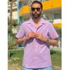 imageCOOFANDY Mens Casual Cotton Linen Shirt Short Sleeve Button Up Shirts Summer Beach TopLight Purple