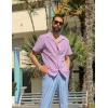 imageCOOFANDY Mens Casual Cotton Linen Shirt Short Sleeve Button Up Shirts Summer Beach TopLight Purple