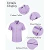 imageCOOFANDY Mens Casual Cotton Linen Shirt Short Sleeve Button Up Shirts Summer Beach TopLight Purple