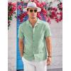 imageCOOFANDY Mens Casual Cotton Linen Shirt Short Sleeve Button Up Shirts Summer Beach TopMint Green