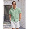 imageCOOFANDY Mens Casual Cotton Linen Shirt Short Sleeve Button Up Shirts Summer Beach TopMint Green