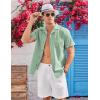 imageCOOFANDY Mens Casual Cotton Linen Shirt Short Sleeve Button Up Shirts Summer Beach TopMint Green