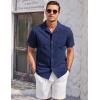 imageCOOFANDY Mens Casual Cotton Linen Shirt Short Sleeve Button Up Shirts Summer Beach TopNavy Blue