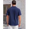imageCOOFANDY Mens Casual Cotton Linen Shirt Short Sleeve Button Up Shirts Summer Beach TopNavy Blue