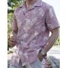 imageCOOFANDY Mens Casual Cotton Linen Shirt Short Sleeve Button Up Shirts Summer Beach TopPink  Plam Leaf
