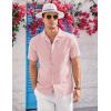 imageCOOFANDY Mens Casual Cotton Linen Shirt Short Sleeve Button Up Shirts Summer Beach TopPink