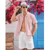 imageCOOFANDY Mens Casual Cotton Linen Shirt Short Sleeve Button Up Shirts Summer Beach TopPink