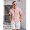 imageCOOFANDY Mens Casual Cotton Linen Shirt Short Sleeve Button Up Shirts Summer Beach TopPink