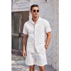 imageCOOFANDY Mens Casual Cotton Linen Shirt Short Sleeve Button Up Shirts Summer Beach TopWhite