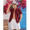 imageCOOFANDY Mens Casual Cotton Linen Shirt Short Sleeve Button Up Shirts Summer Beach TopWine Red