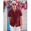 imageCOOFANDY Mens Casual Cotton Linen Shirt Short Sleeve Button Up Shirts Summer Beach TopWine Red