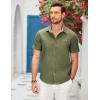 imageCOOFANDY Mens Casual Cotton Short Sleeve Button Down Dress Shirt Plaid Collar Denim Work ShirtsA  Army Green  No Pocket