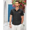 imageCOOFANDY Mens Casual Cotton Short Sleeve Button Down Dress Shirt Plaid Collar Denim Work ShirtsA  Black  No Pocket