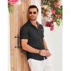 imageCOOFANDY Mens Casual Cotton Short Sleeve Button Down Dress Shirt Plaid Collar Denim Work ShirtsA  Black  No Pocket