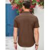 imageCOOFANDY Mens Casual Cotton Short Sleeve Button Down Dress Shirt Plaid Collar Denim Work ShirtsA  Brown  No Pocket