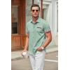 imageCOOFANDY Mens Casual Cotton Short Sleeve Button Down Dress Shirt Plaid Collar Denim Work ShirtsA  Chambray  No Pocket