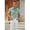 imageCOOFANDY Mens Casual Cotton Short Sleeve Button Down Dress Shirt Plaid Collar Denim Work ShirtsA  Chambray  No Pocket