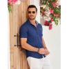 imageCOOFANDY Mens Casual Cotton Short Sleeve Button Down Dress Shirt Plaid Collar Denim Work ShirtsA  Dark Blue  No Pocket