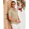 imageCOOFANDY Mens Casual Cotton Short Sleeve Button Down Dress Shirt Plaid Collar Denim Work ShirtsA  Khaki No Pocket