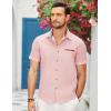 imageCOOFANDY Mens Casual Cotton Short Sleeve Button Down Dress Shirt Plaid Collar Denim Work ShirtsA  Pink  No Pocket